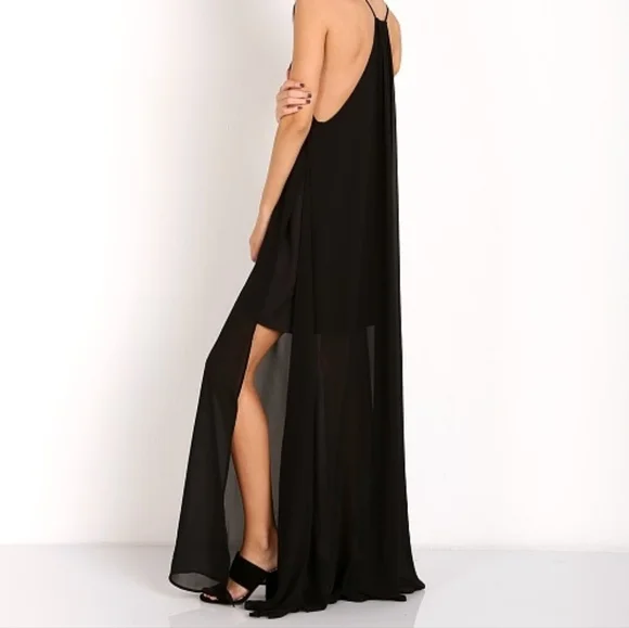 Show Me Your Mumu Black Sheer Lined Bronte Maxi Sleeveless Dress Small! - Picture 4 of 14